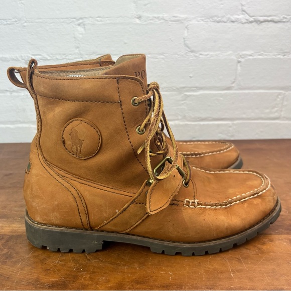 Polo Ralph Lauren Boots Men's 11D Brown Leather Lace Up Buckle Ranger Redmond - Picture 5 of 12